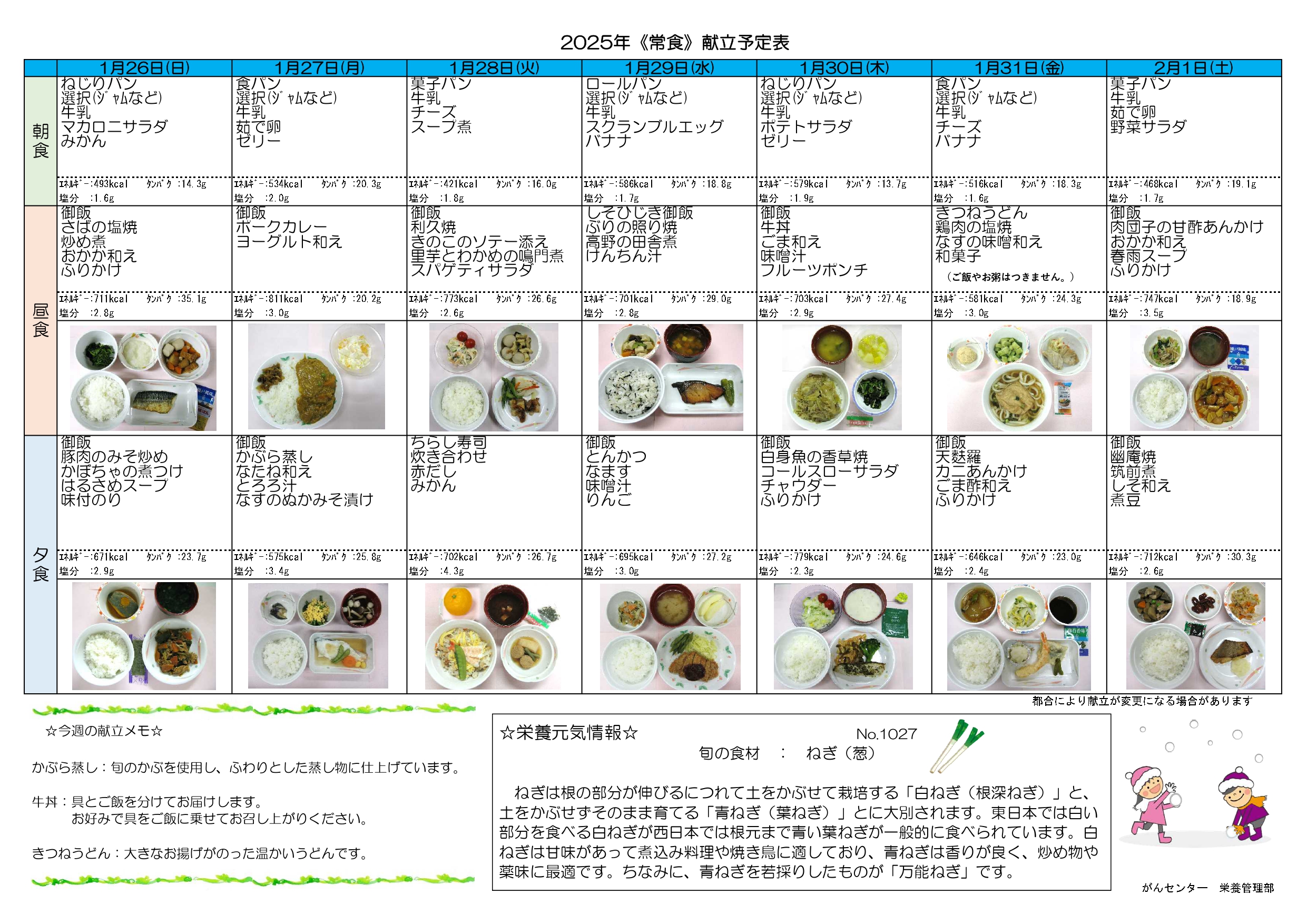 週間献立表2週