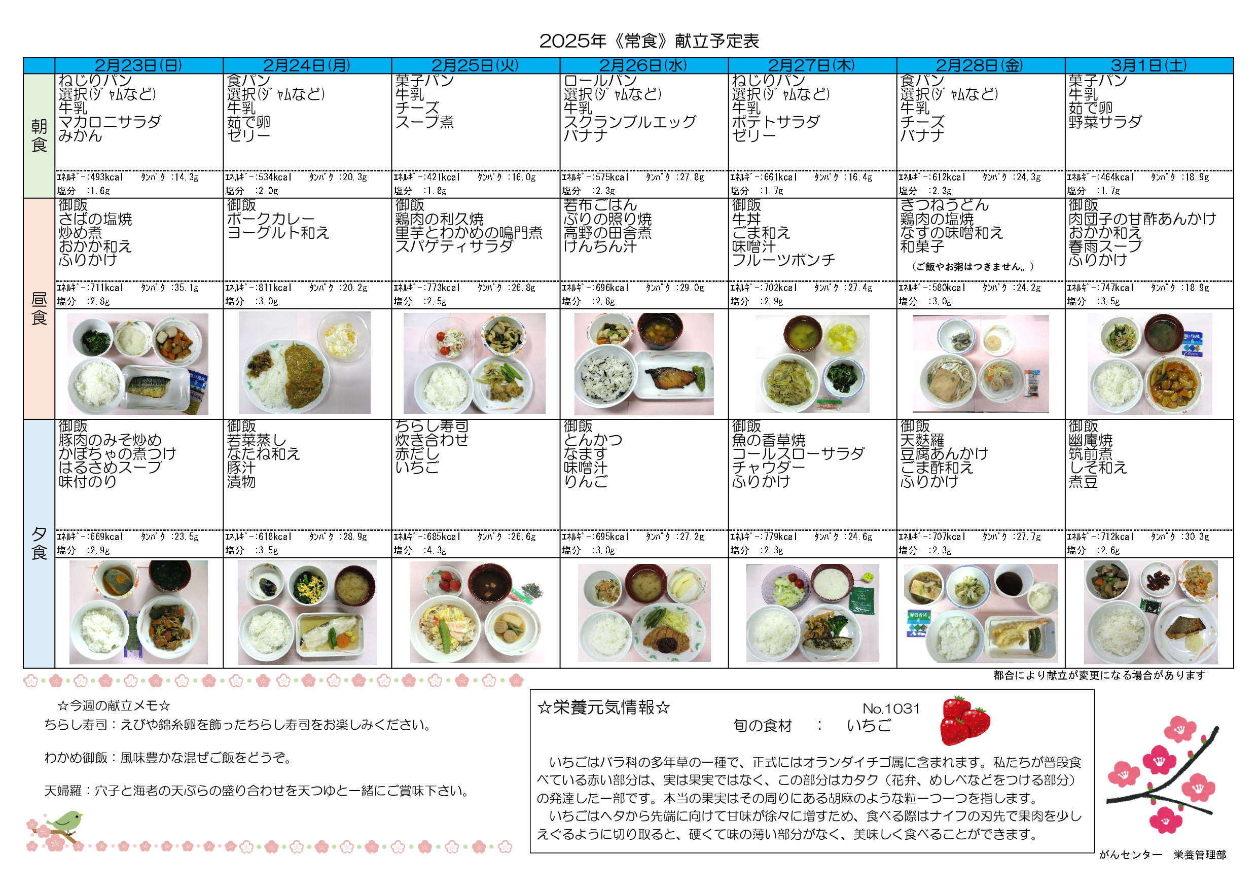 週間献立表1週