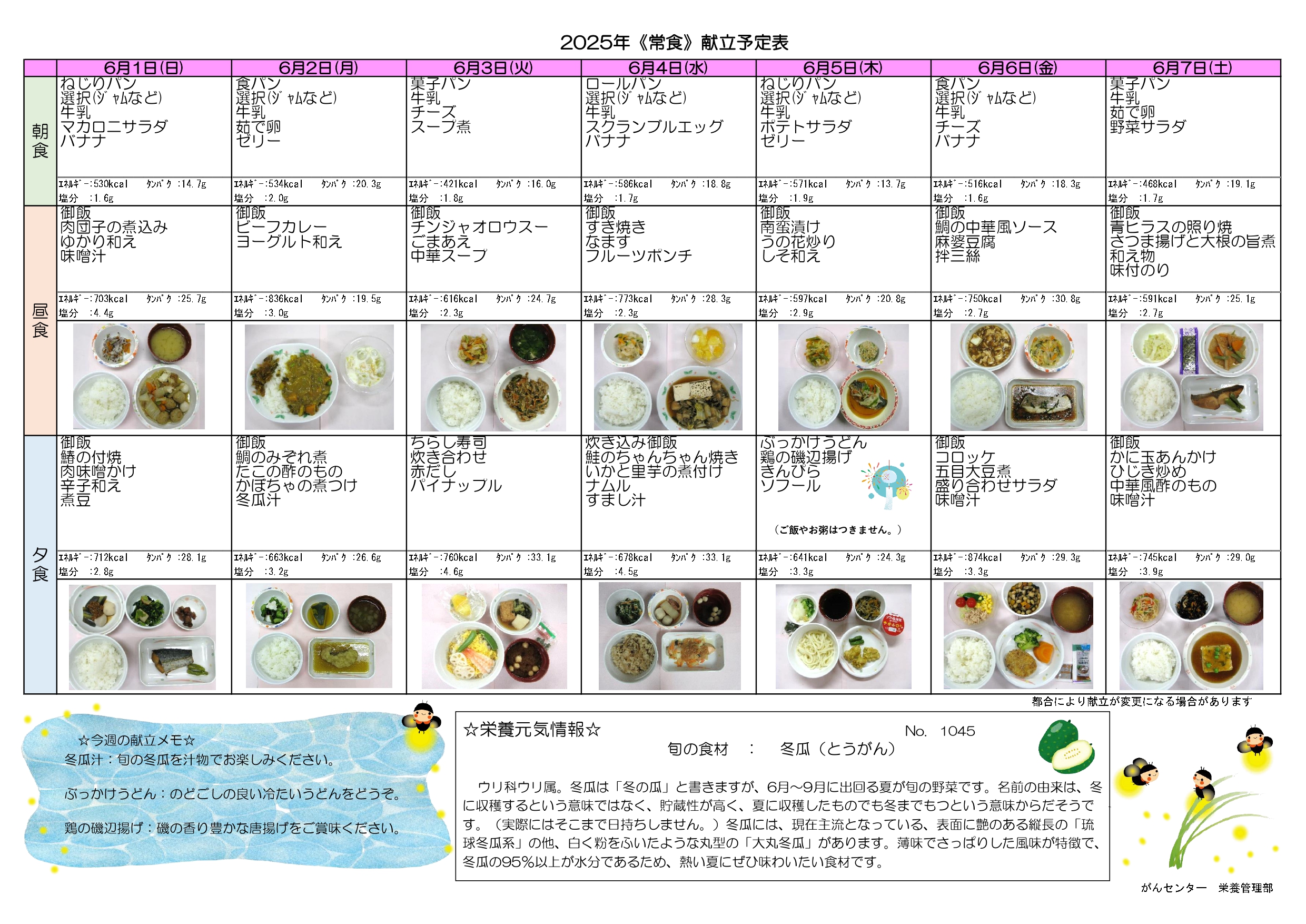 週間献立表2週