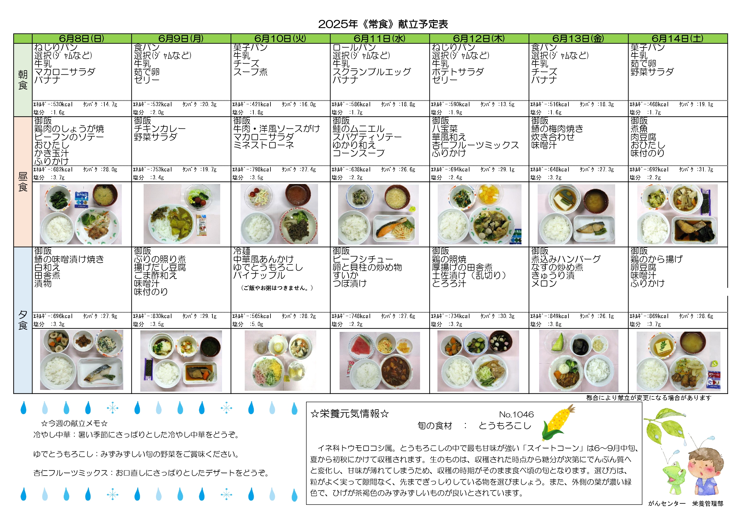 週間献立表3週