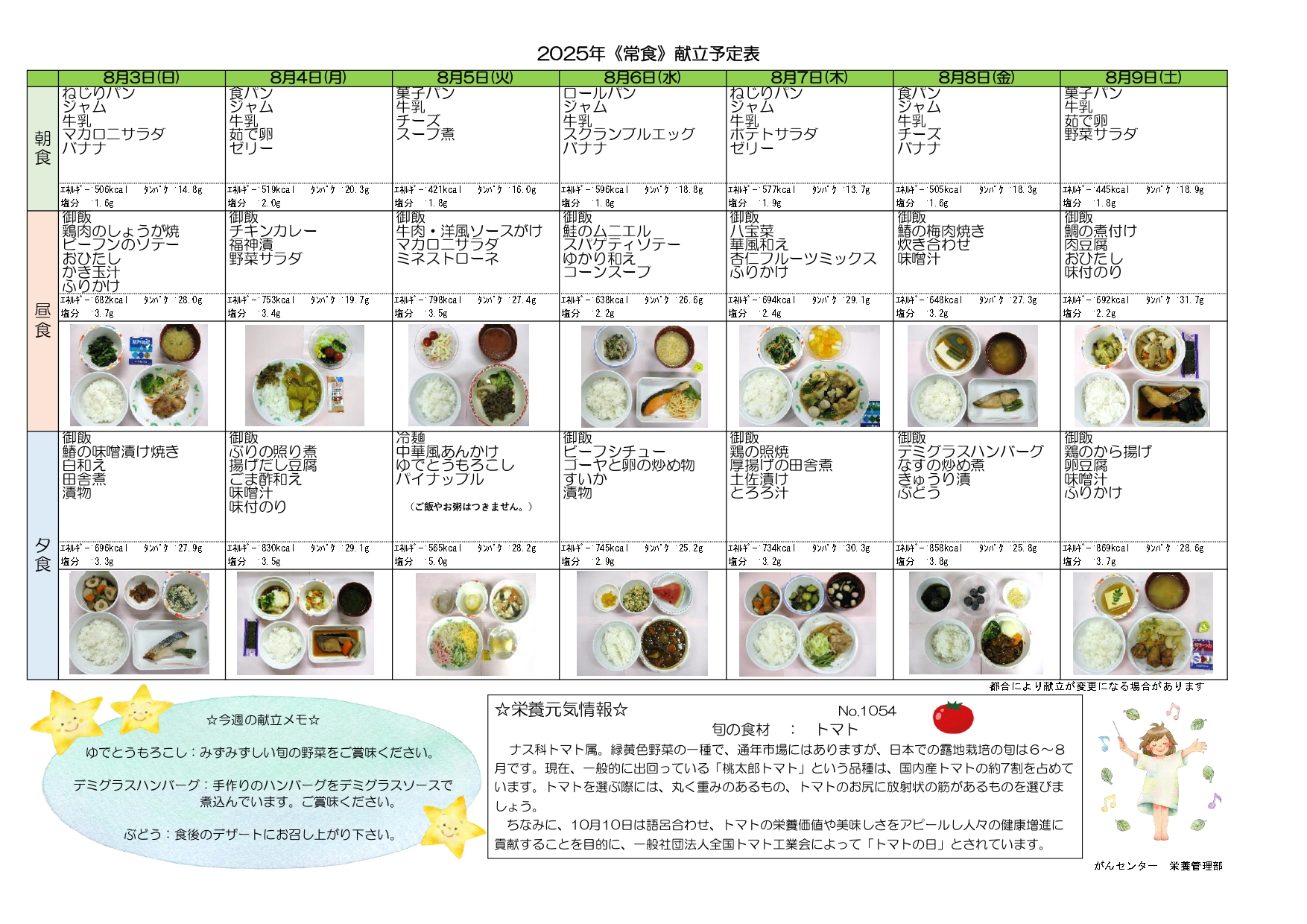 週間献立表2週