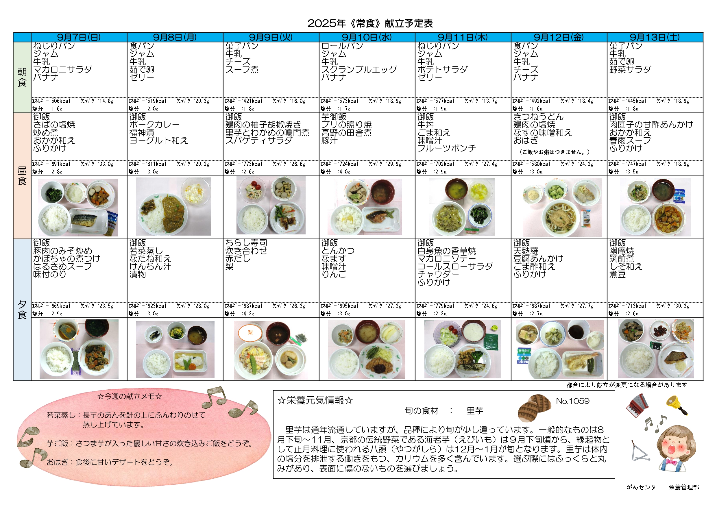 週間献立表2週