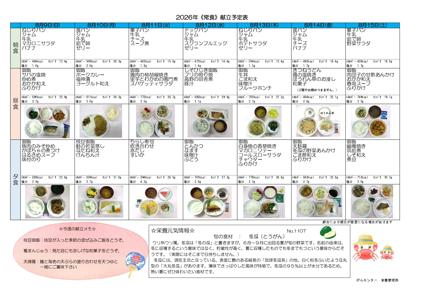 週間献立表2週